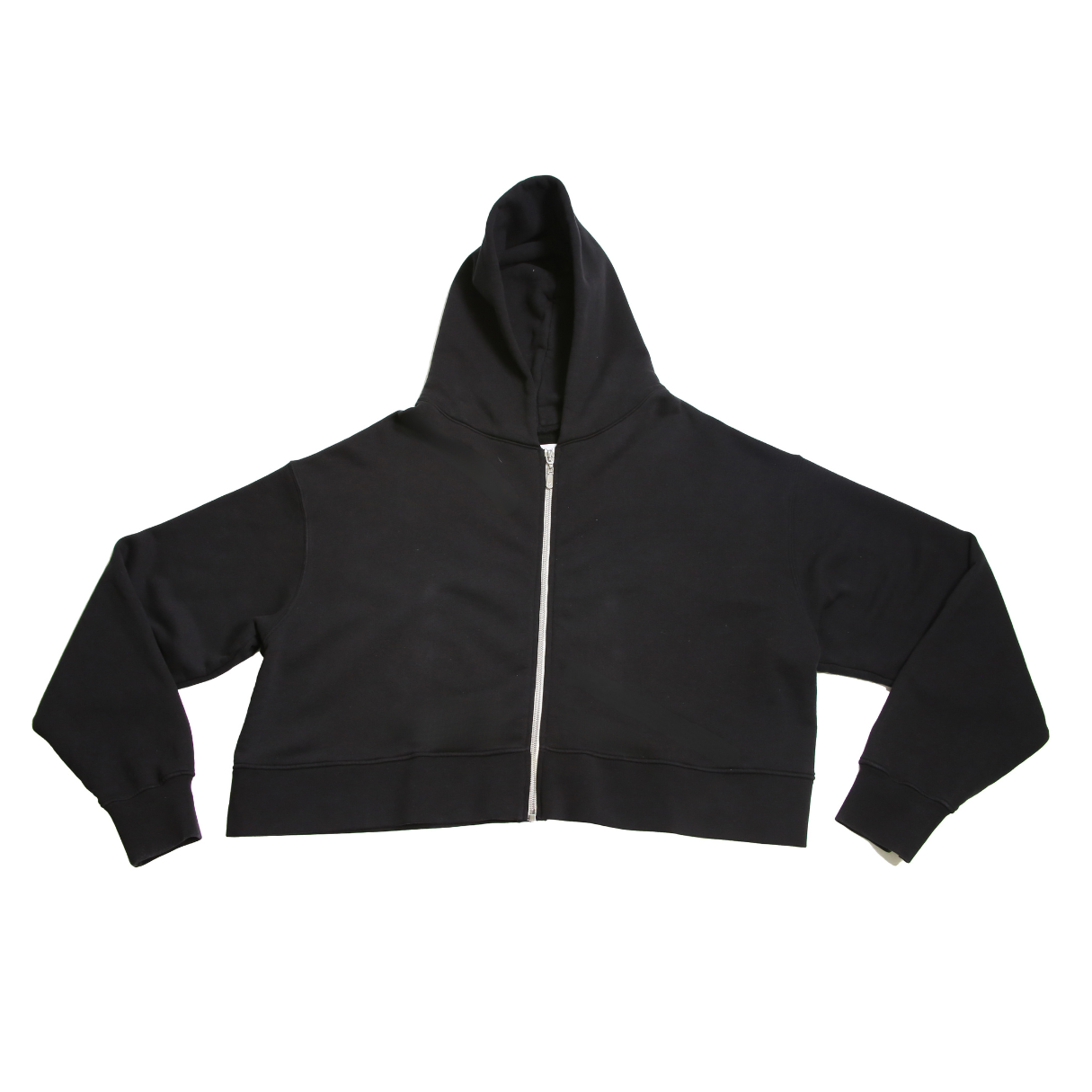 Apparel Black Zip Crop Hoodie Alexander Wang Cropped Zip-up Cotton